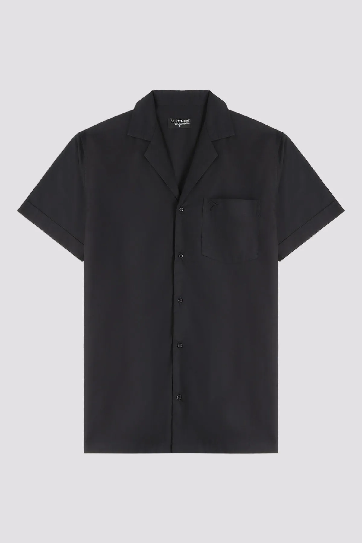 Black Casual Cotton Resort Shirt - A24 - MS0068R