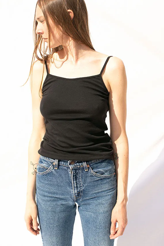 Black Essential Strap Top