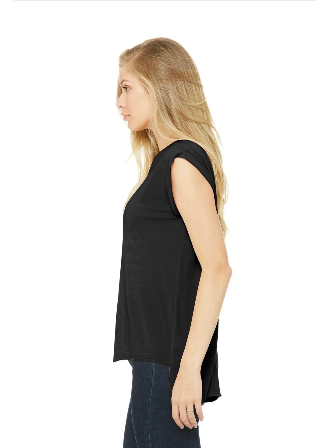 Black Super Soft Flowy Rolled Tee - The Simple Collection