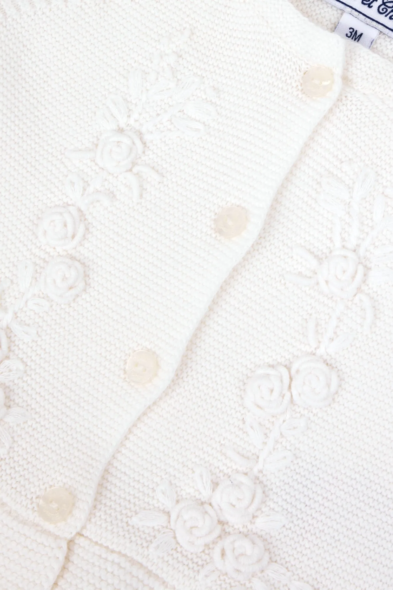 Cardigan - White Embroidered Flowers