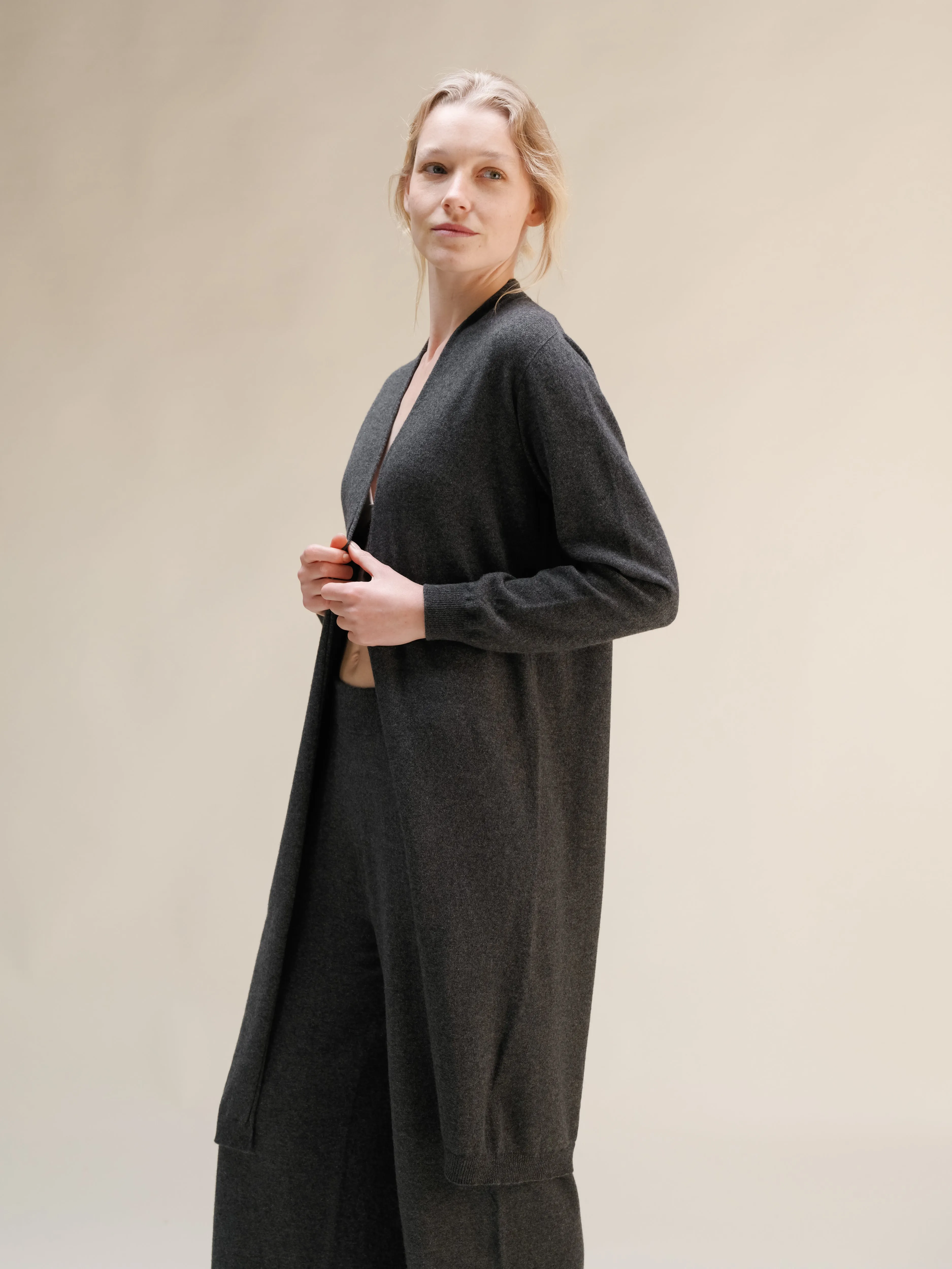 Cashmere Mix Superfine Long Cardigan (3D-Knit)