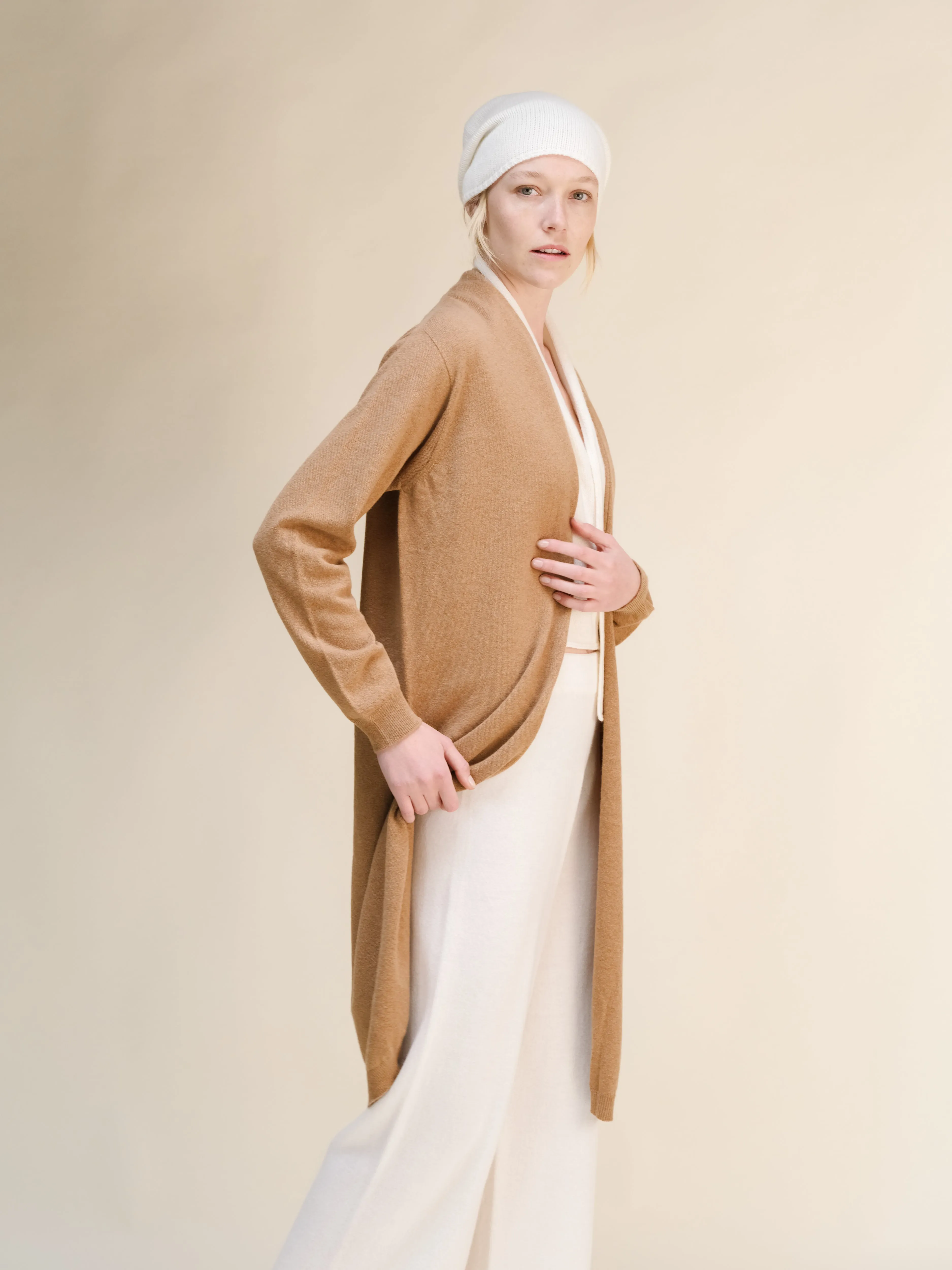 Cashmere Mix Superfine Long Cardigan (3D-Knit)