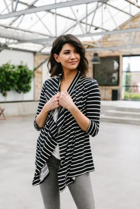 Escape To Nowhere Cardigan In Black w/ White Stripes - 4/7/2020