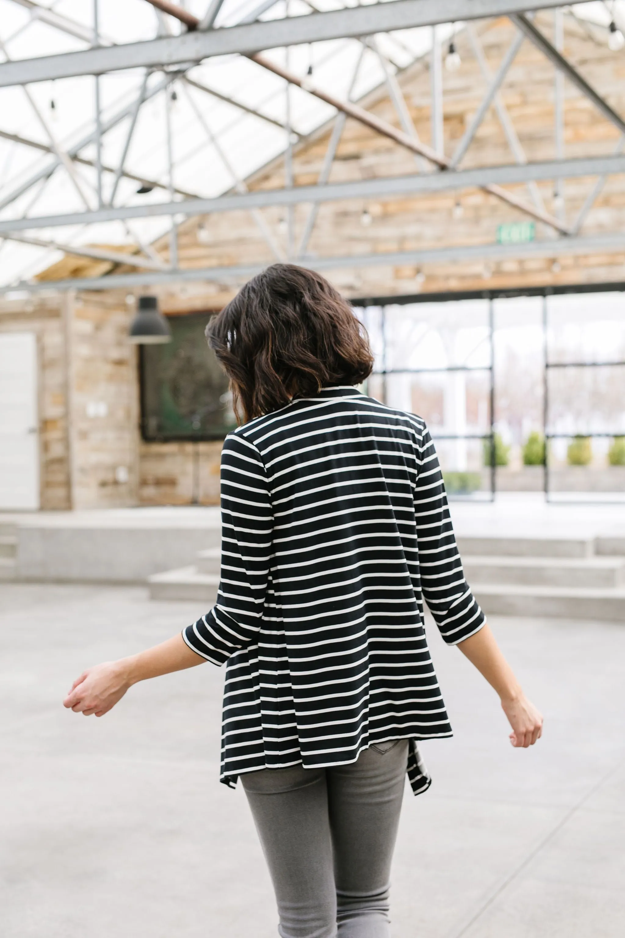 Escape To Nowhere Cardigan In Black w/ White Stripes - 4/7/2020