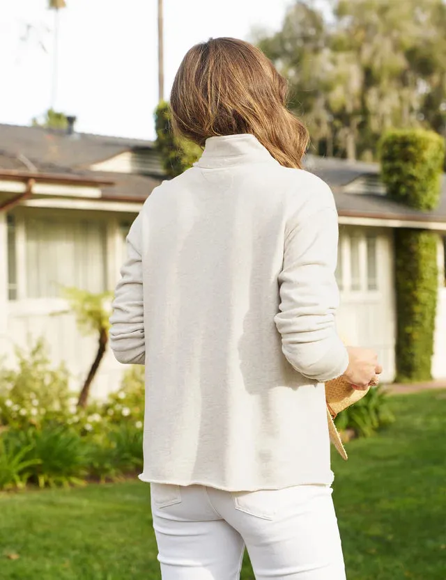 Frank & Eileen Triple Fleece Popover Henley in Heather White Melange