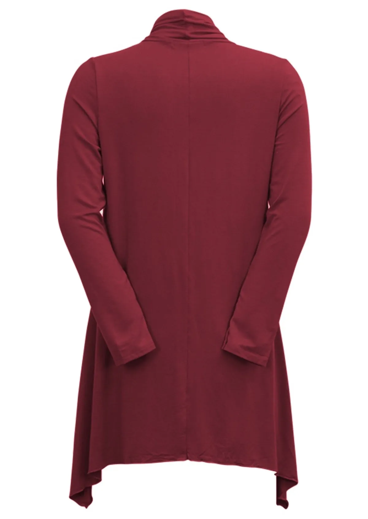 Irregular Hem Stretch Cardi Maroon