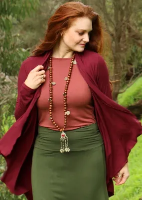 Irregular Hem Stretch Cardi Maroon