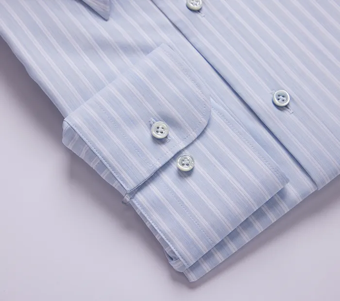 Light Blue Striped Office Shirt - SH005