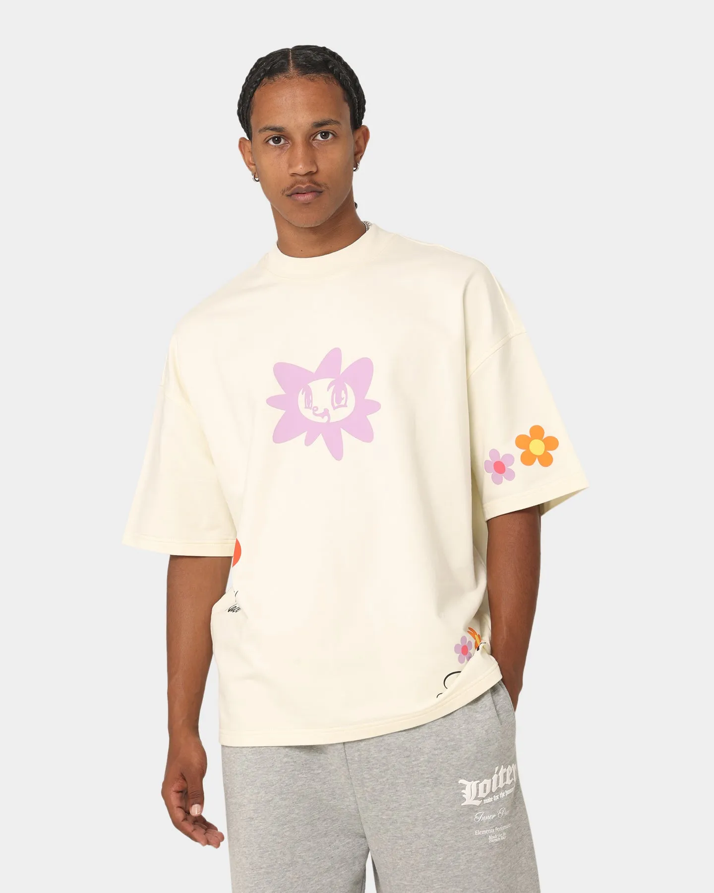 Loiter Flower Boi Oversized T-Shirt Ecru