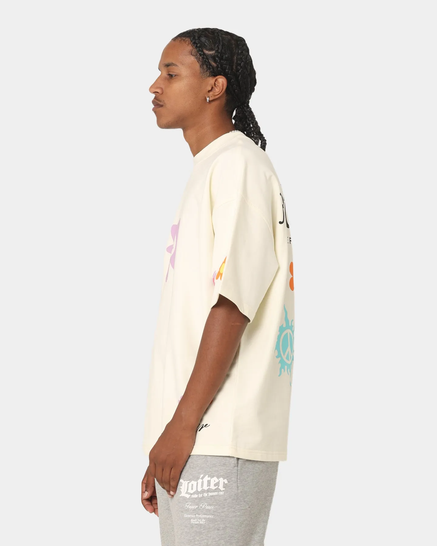 Loiter Flower Boi Oversized T-Shirt Ecru