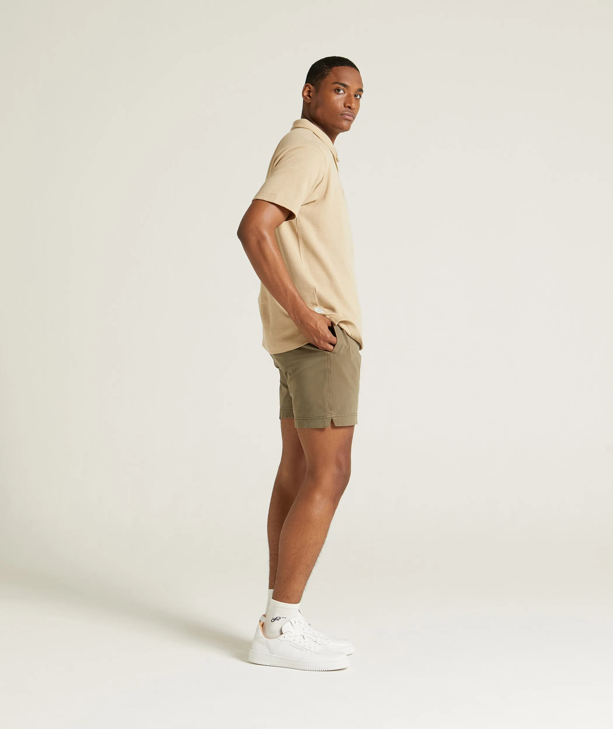 Mens Cotton Drawcord Shorts - Olive Green