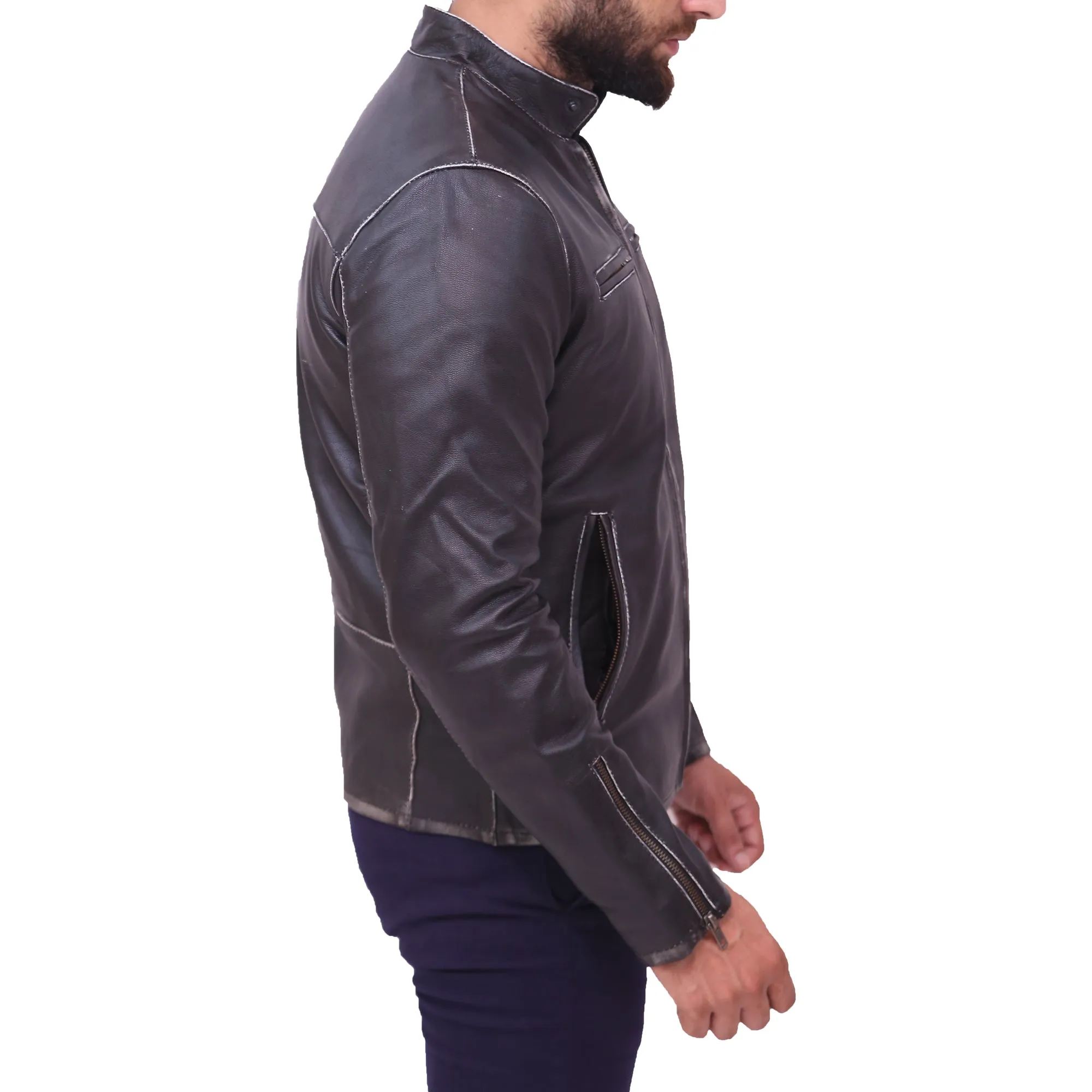 Men's Fashion Stylish Slim Fit Genuine Lambskin Leather Jacket