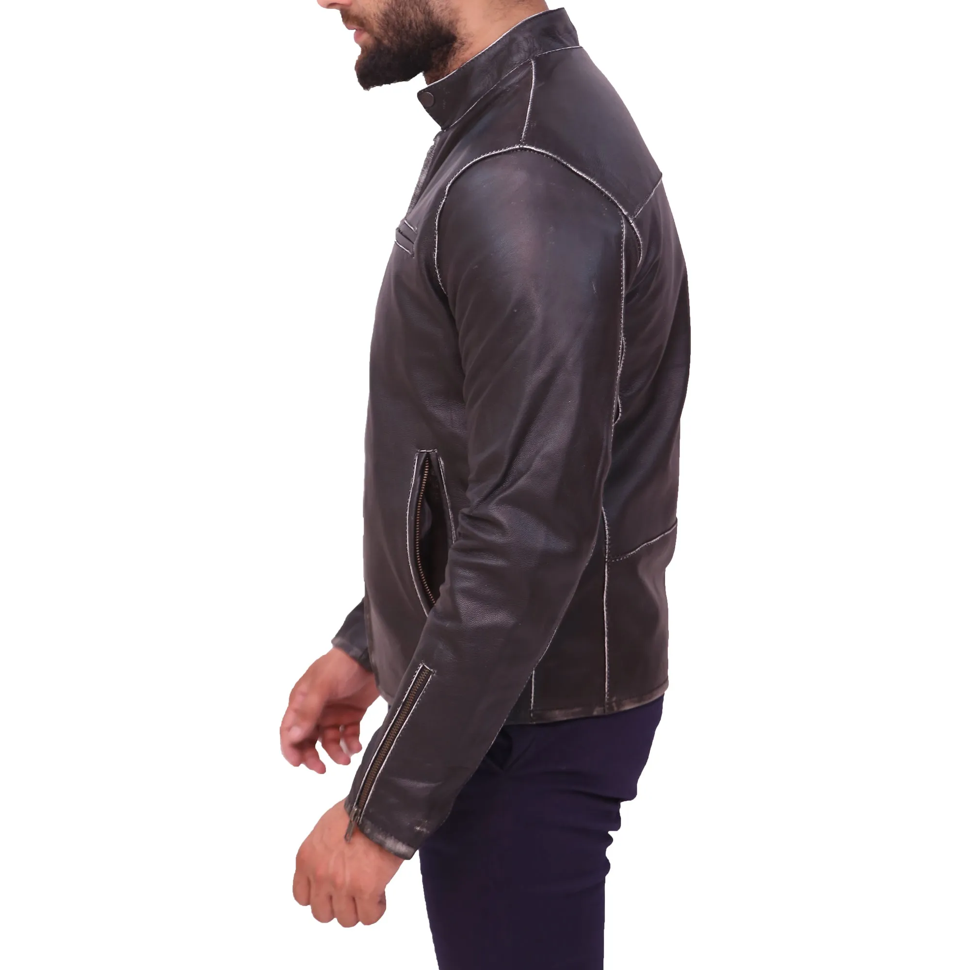 Men's Fashion Stylish Slim Fit Genuine Lambskin Leather Jacket