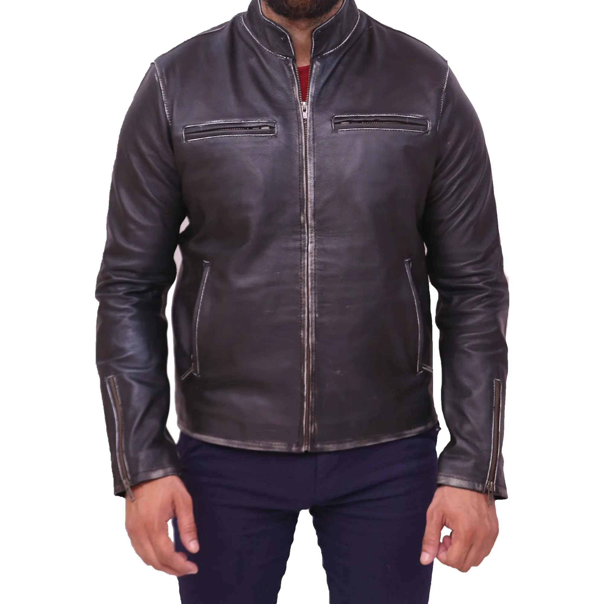 Men's Fashion Stylish Slim Fit Genuine Lambskin Leather Jacket