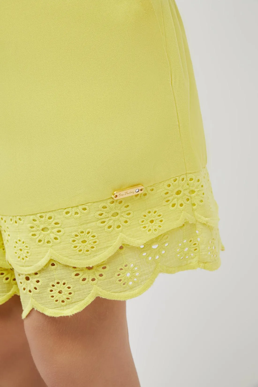 One Friday Yellow Lace Shorts