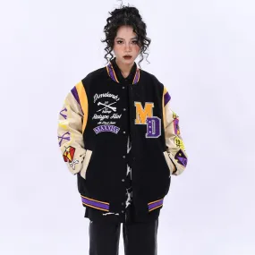 OV original embroidery splicing baseball uniform loose jacket