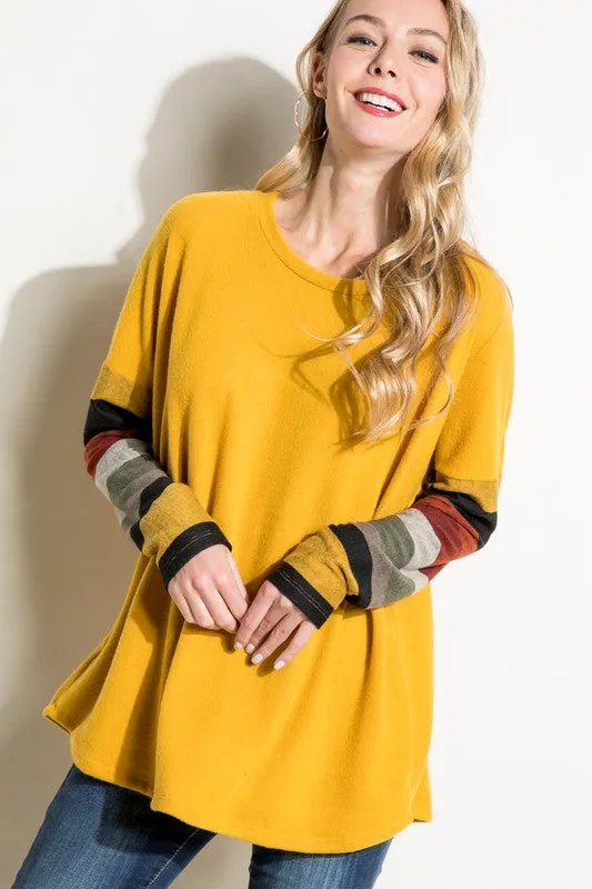 PLUS COZY COLORBLOCK TOP