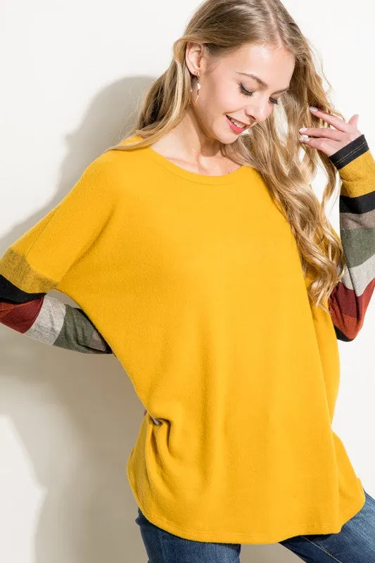 PLUS COZY COLORBLOCK TOP