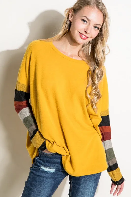 PLUS COZY COLORBLOCK TOP