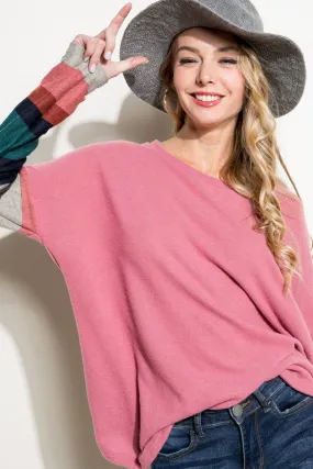 PLUS COZY COLORBLOCK TOP