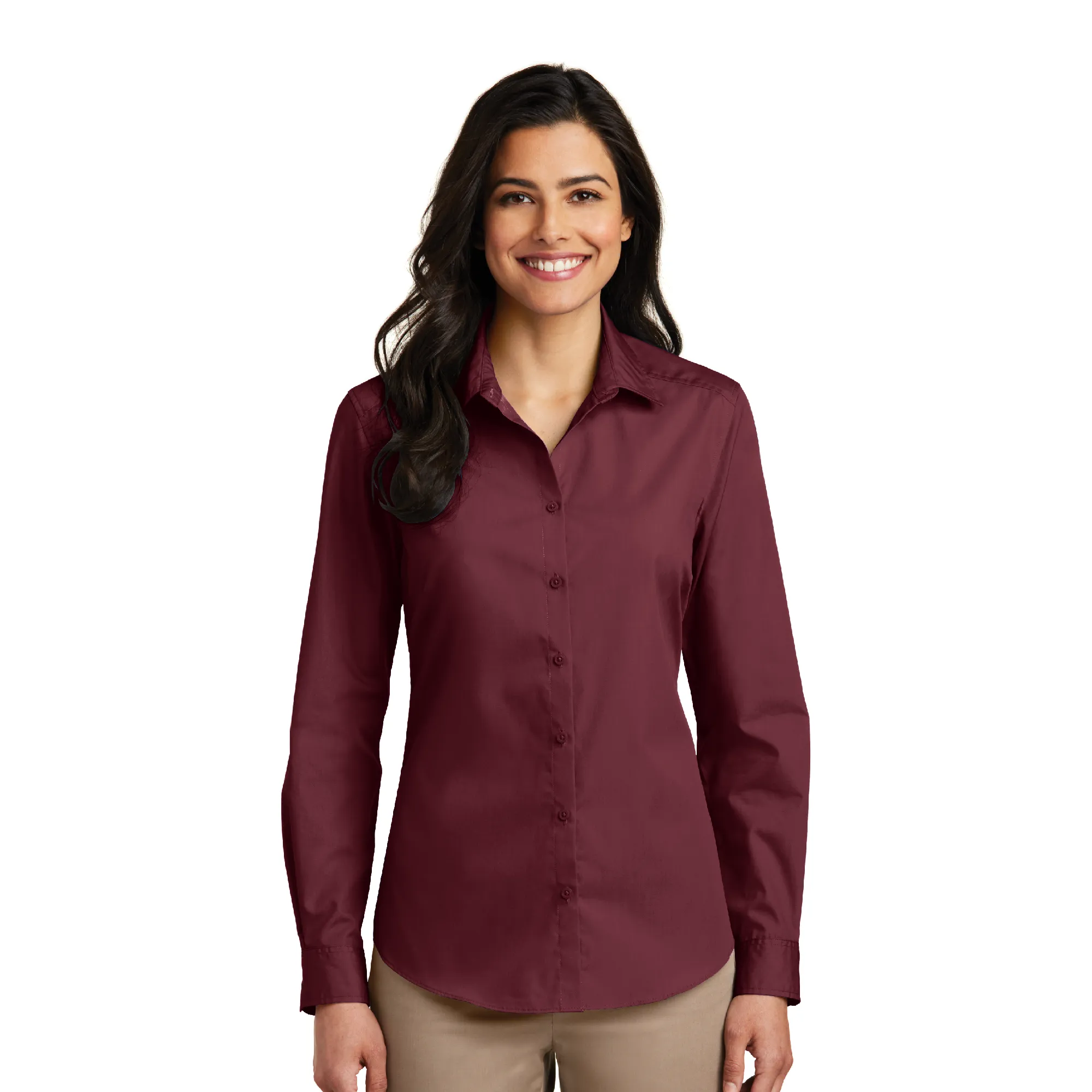 Port Authority® Ladies Long Sleeve Carefree Poplin Shirt