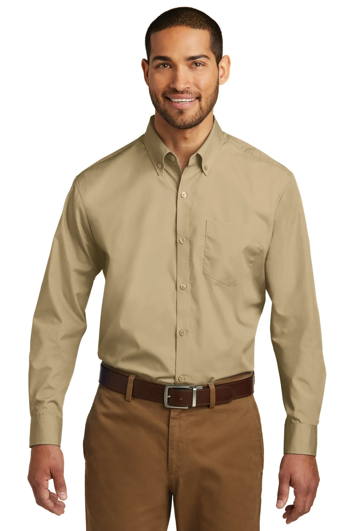 Port Authority Long Sleeve Carefree Poplin Shirt. W100