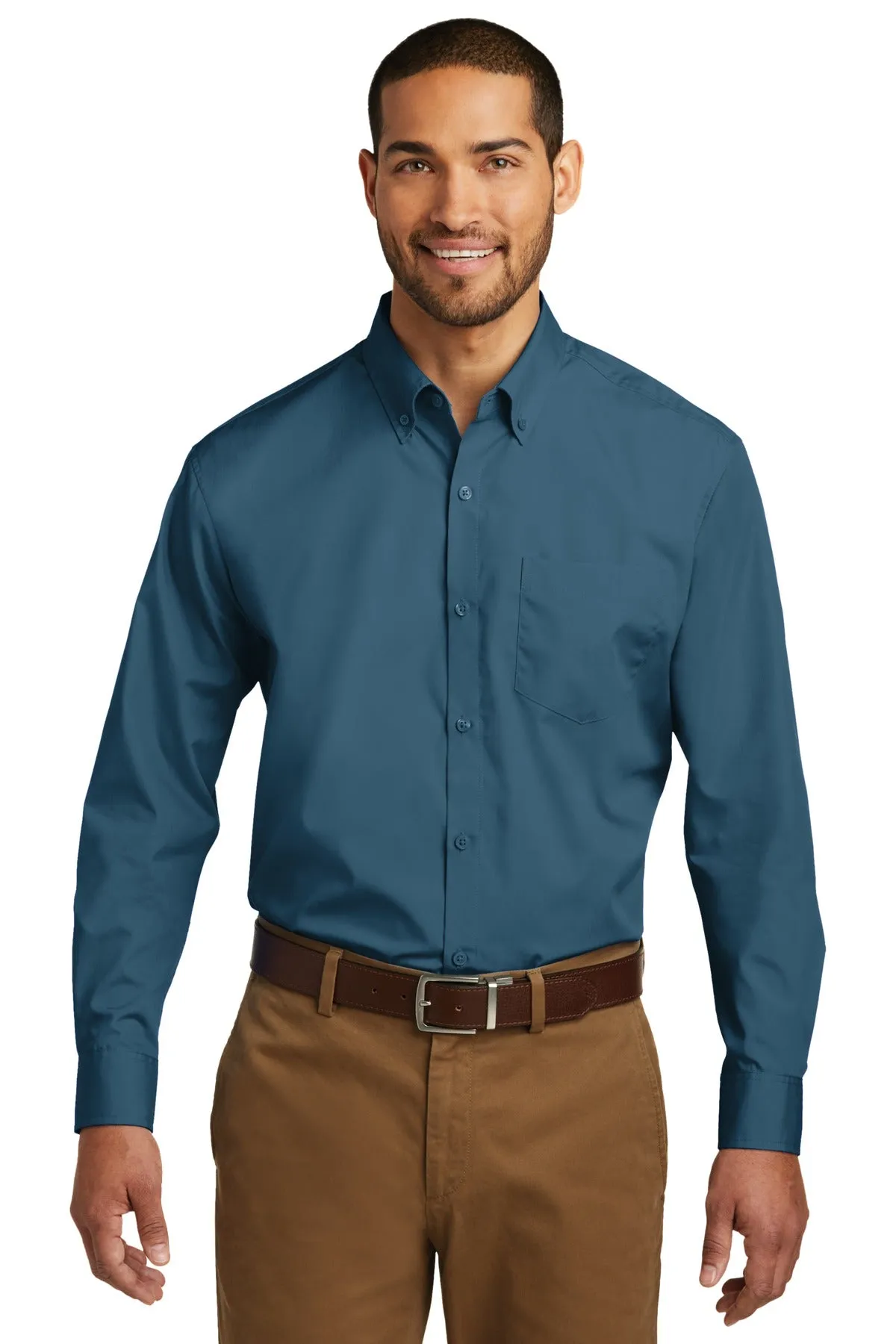 Port Authority Long Sleeve Carefree Poplin Shirt. W100