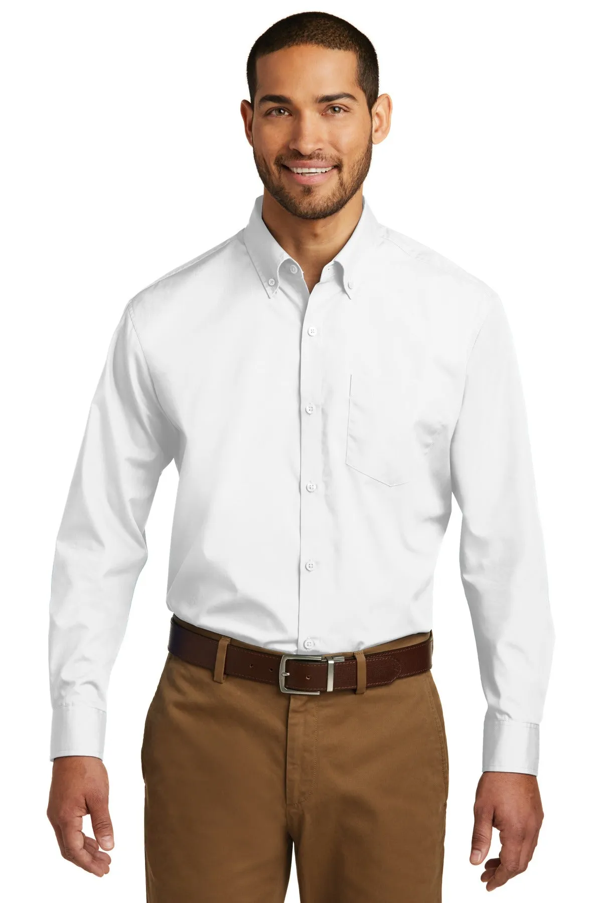 Port Authority Long Sleeve Carefree Poplin Shirt. W100