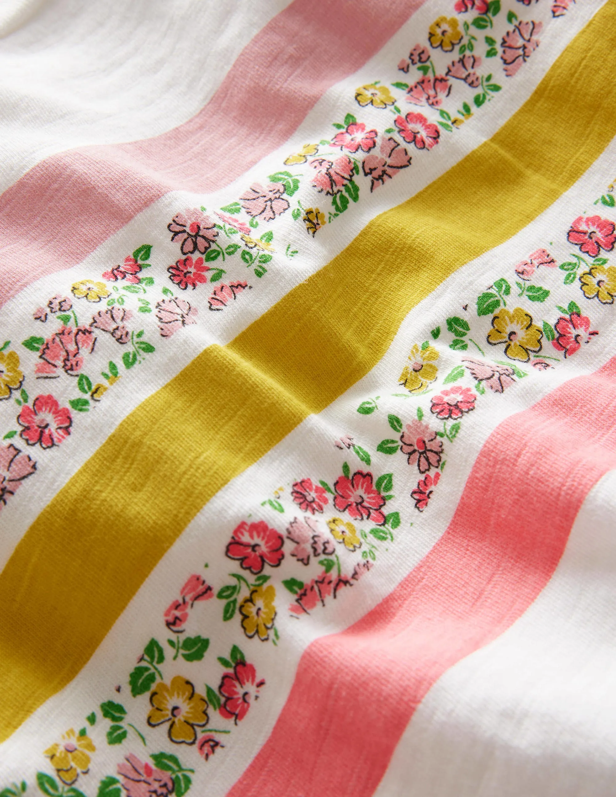 Relaxed T-shirt-Ivory Floral Stripe