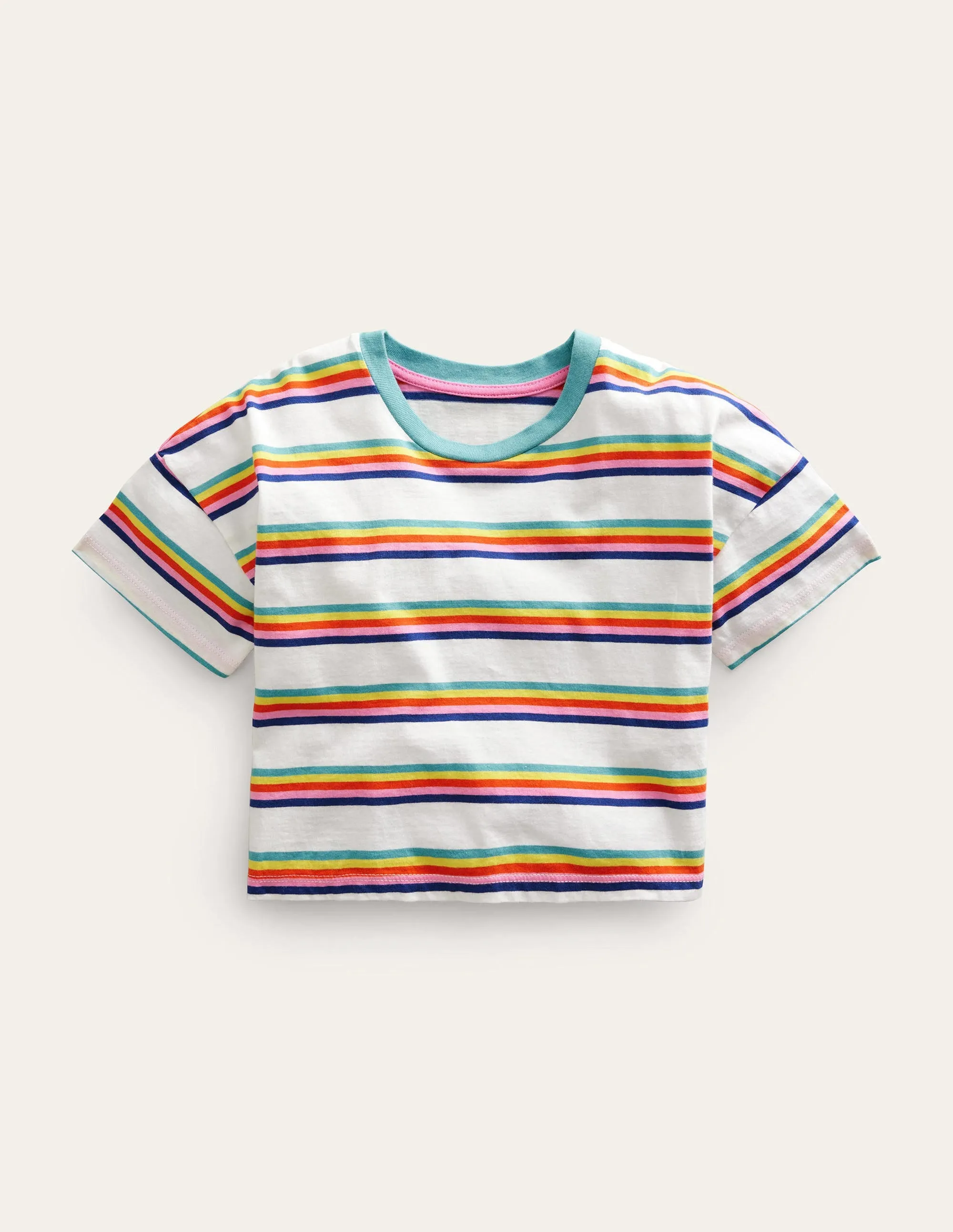 Relaxed T-shirt-Rainbow Spaced Stripe