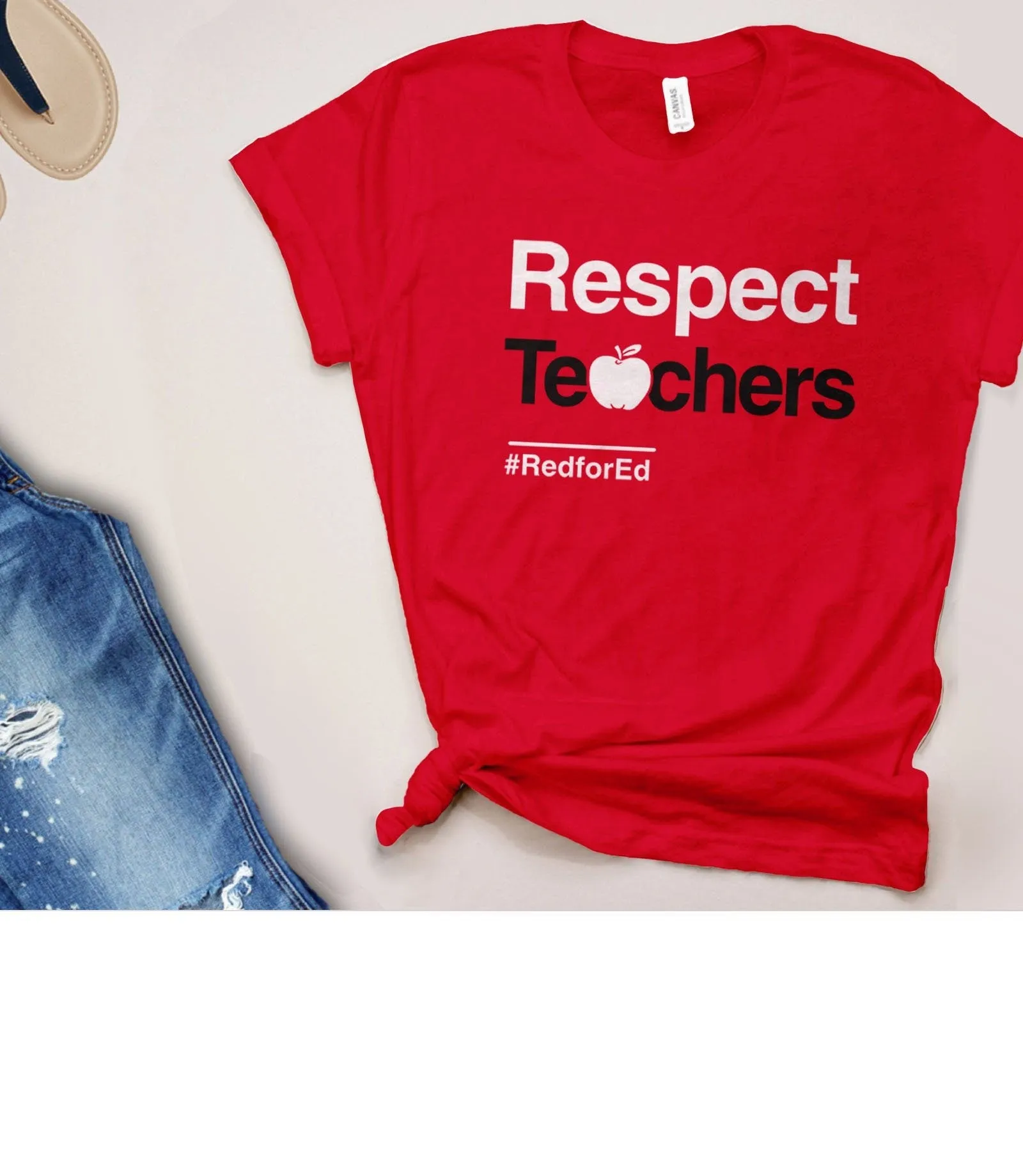 Respect Teachers Shirt | Red for Ed Teacher T Shirt