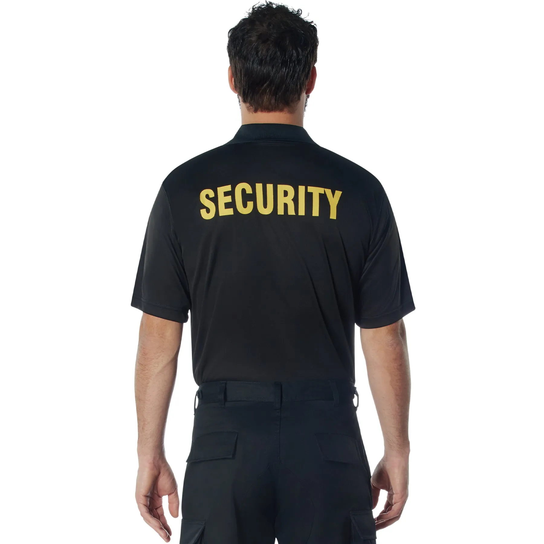 Rothco Moisture Wicking Security Polo Shirt / Black W/ Gold Lettering