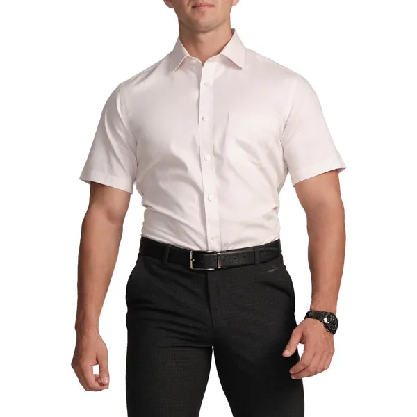 Slim Fit Short Sleeve Formal Shirt with American Placket-Bridal Rose