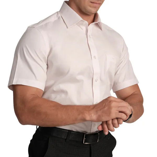 Slim Fit Short Sleeve Formal Shirt with American Placket-Bridal Rose