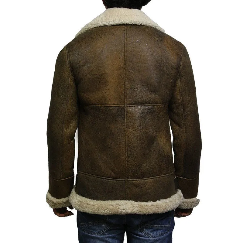 Tailor Made Men's Genuine Olive Real Sheepskin Leather Flying Stylish Jacket