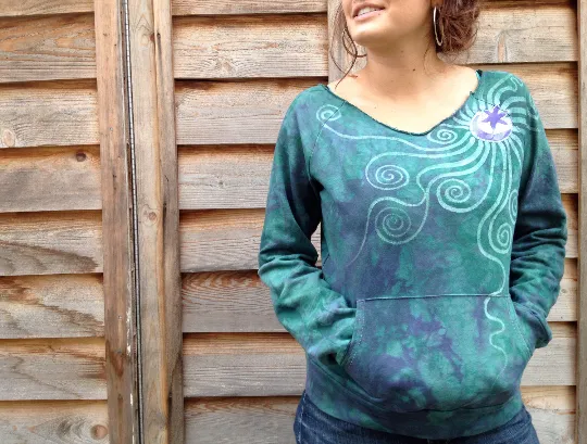 Teal Moon Long Sleeve Batik Cozy Shirt