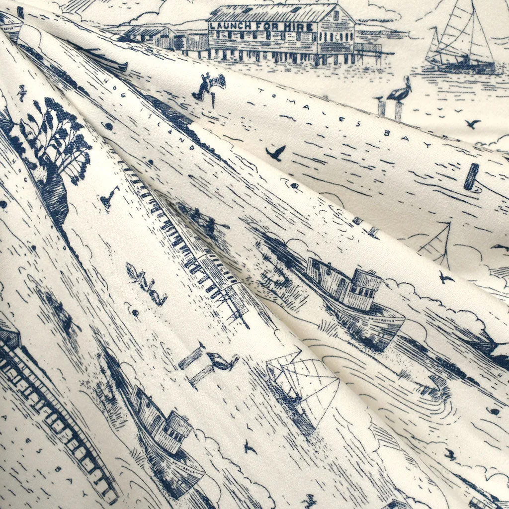 Tomales Bay Seaside Toile Cozy Flannel Cream