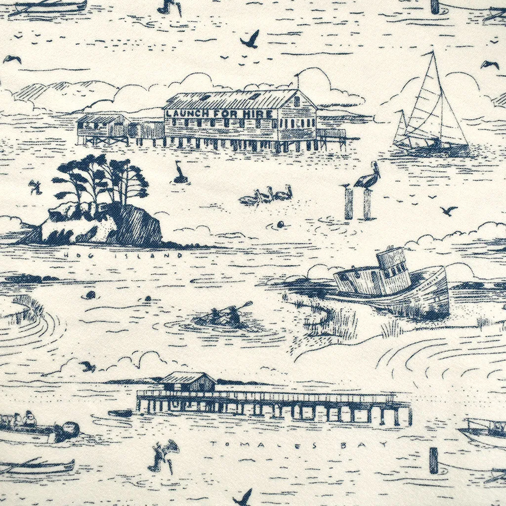 Tomales Bay Seaside Toile Cozy Flannel Cream