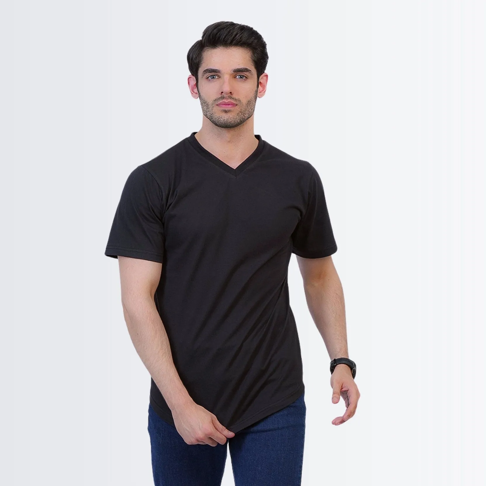 V Neck Tees Black