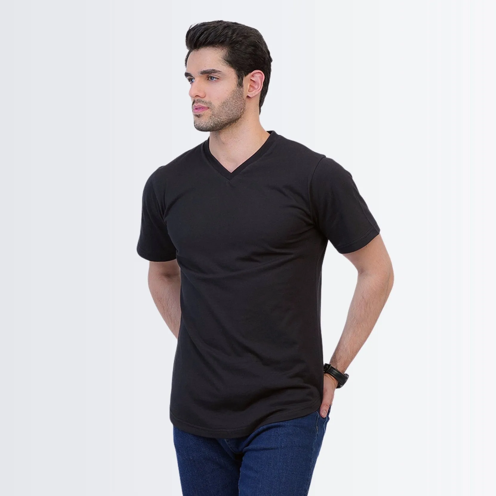 V Neck Tees Black