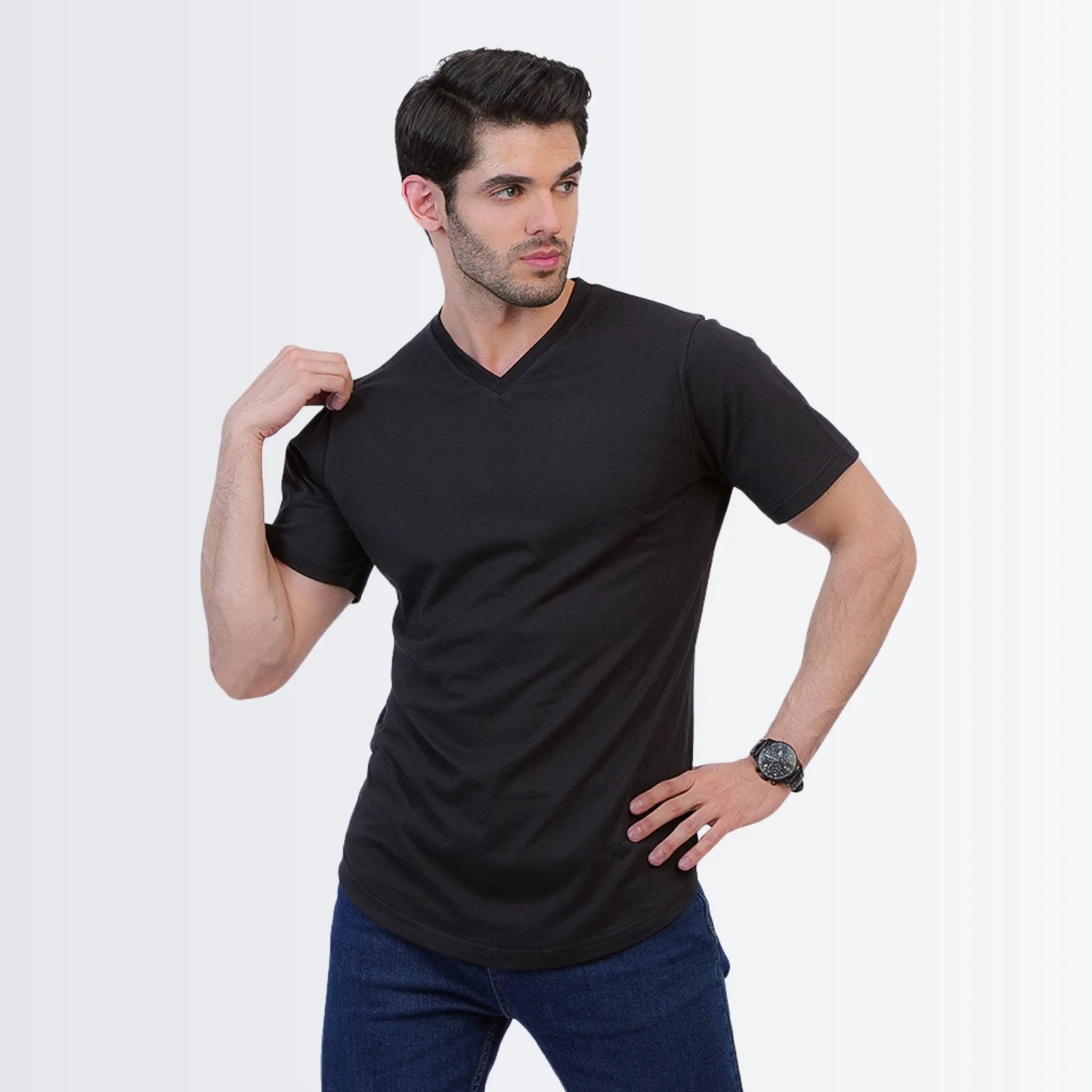 V Neck Tees Black