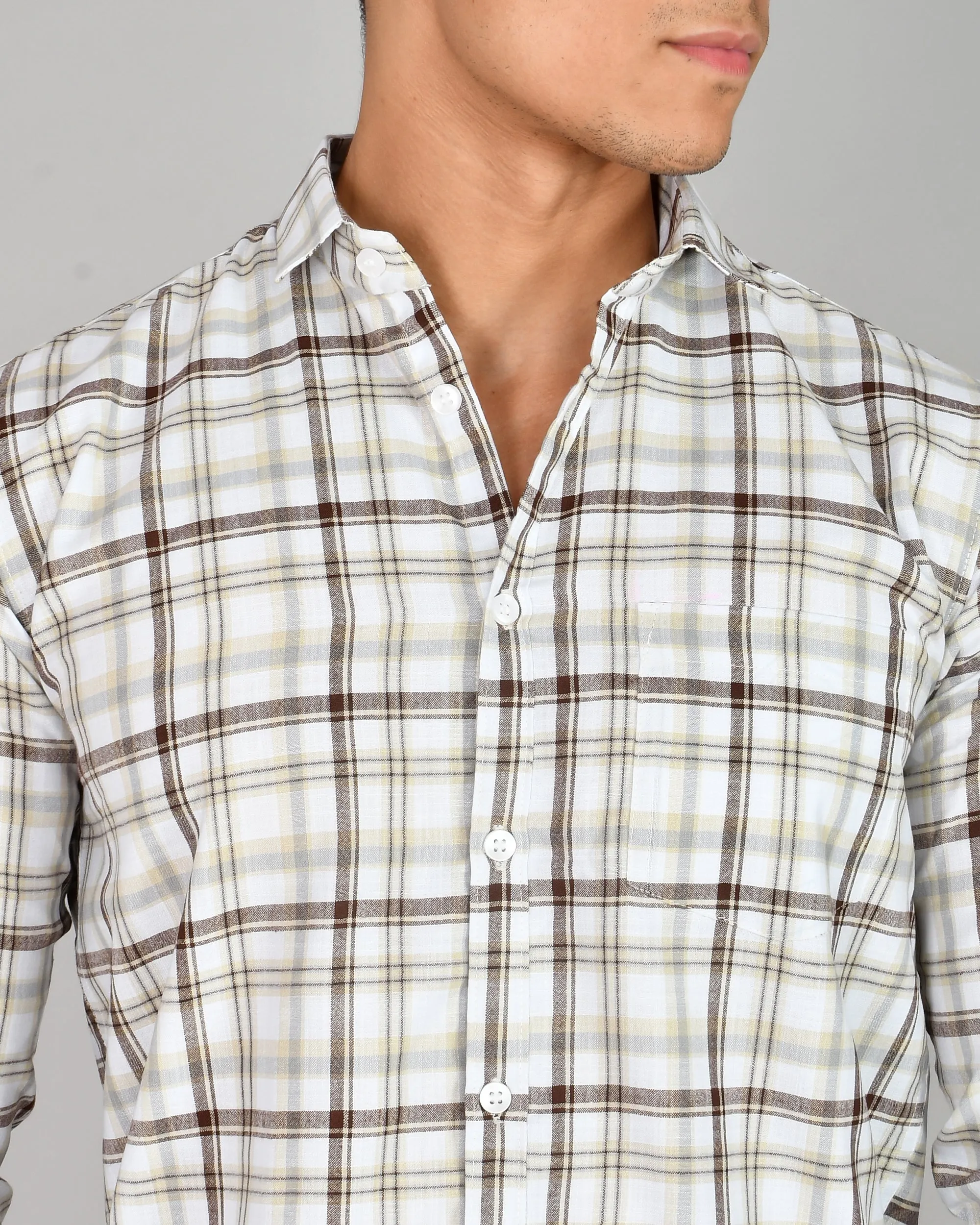 White Check Premium Cotton Men’s Shirt