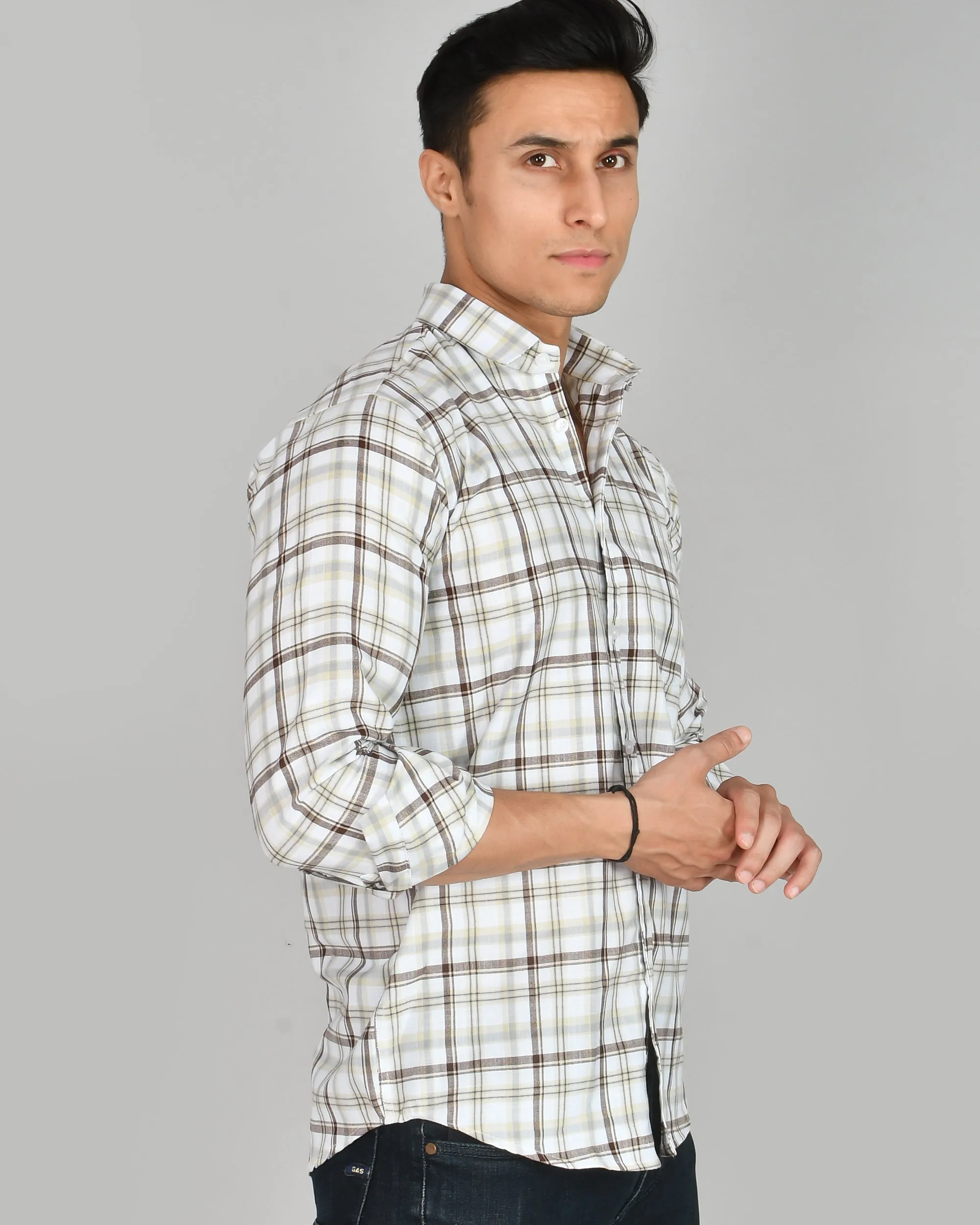 White Check Premium Cotton Men’s Shirt